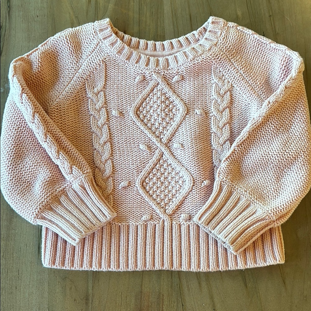 Cozy Pink Cable Knit Crop Sweater - Gap - 3T